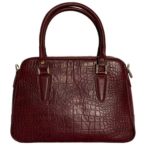 LeatherLuxe premium red leather office bag for professionals, stylish shoulder bag with sleek design, durable craftsmanship, and elegant finish.