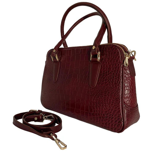 LeatherLuxe premium red leather office bag for professionals, stylish shoulder bag with sleek design, durable craftsmanship, and elegant finish.
