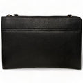 LeatherLuxe black leather wristlet, large unisex shoulder bag with sleek minimalist design and premium craftsmanship