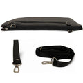 LeatherLuxe black leather wristlet, large unisex shoulder bag with sleek minimalist design and premium craftsmanship