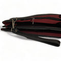 LeatherLuxe black leather wristlet, large unisex shoulder bag with sleek minimalist design and premium craftsmanship