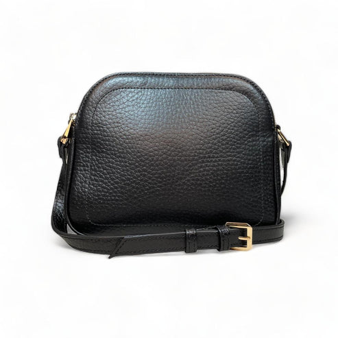Premium black leather crossbody shoulder bag with adjustable strap, sleek minimalist design, and high-quality stitching for everyday use.
