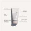 White tube of hair product with text highlighting features on a white background