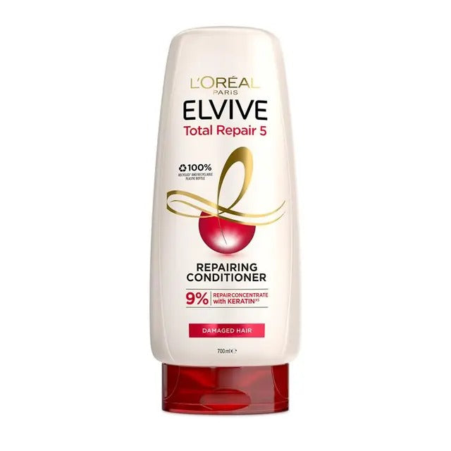 L'Oreal Paris Elvive Total Repair 5 repairing conditioner bottle on a white background