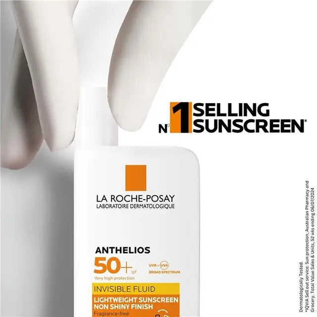 La Roche-Posay Anthelios sunscreen bottle with branding on a white background