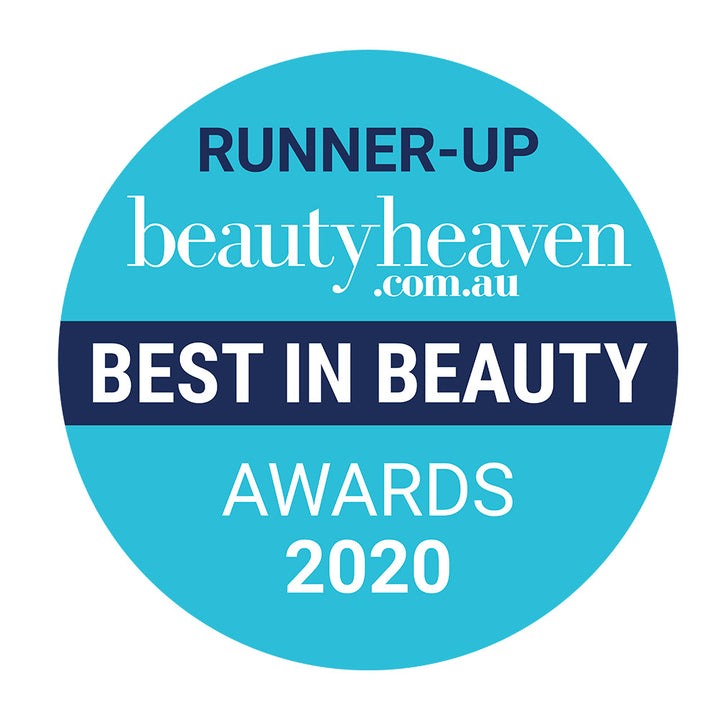 Badge for 'Runner-Up Best in Beauty' at beautyheaven.com.au awards 2020