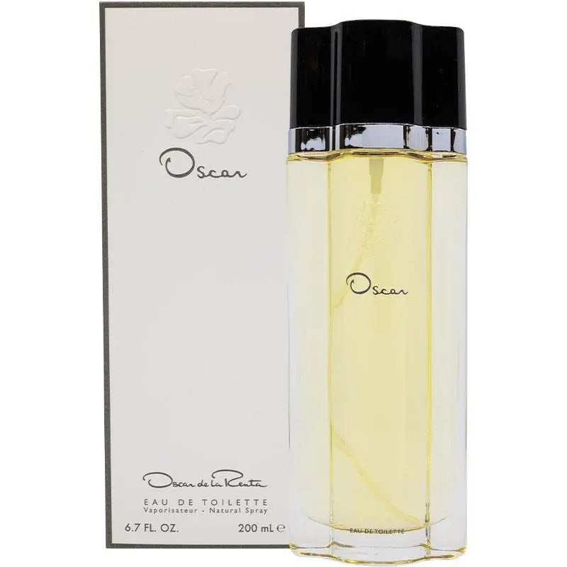 Oscar de la Renta perfume bottle and packaging on a white background