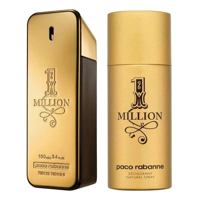 Paco Rabanne 1 Million perfume and deodorant on a white background
