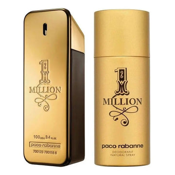 Paco Rabanne 1 Million perfume and deodorant on a white background