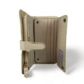 Elegant premium cream leather clutch by LeatherLuxe with sleek design and built-in phone compartment – luxury women’s accessory for everyday and evening use.
