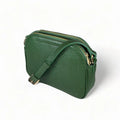Elegant green leather women's shoulder bag by LeatherLuxe with crossbody strap, premium finish, and stylish modern design.