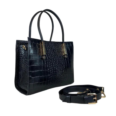 LeatherLuxe black women's leather handbag – premium shoulder and crossbody bag with elegant design and durable stitching
