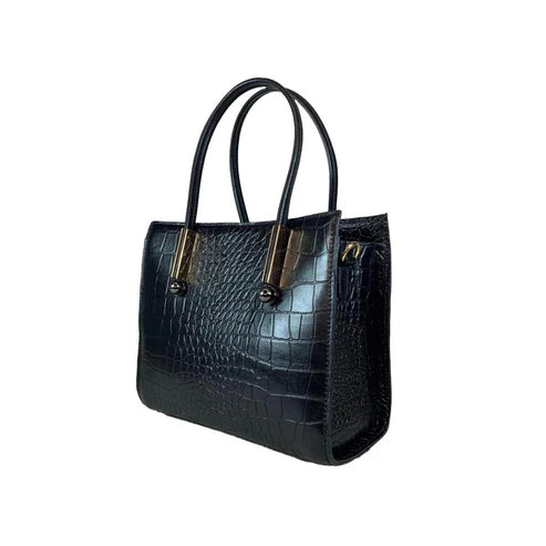 LeatherLuxe black women's leather handbag – premium shoulder and crossbody bag with elegant design and durable stitching