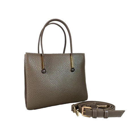 LeatherLuxe beige women's leather handbag with adjustable shoulder strap, elegant crossbody design, perfect for casual and formal use.