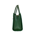 LeatherLuxe Green Women’s Leather Handbag — Stylish shoulder and crossbody bag made from premium genuine leather with gold-tone hardware.