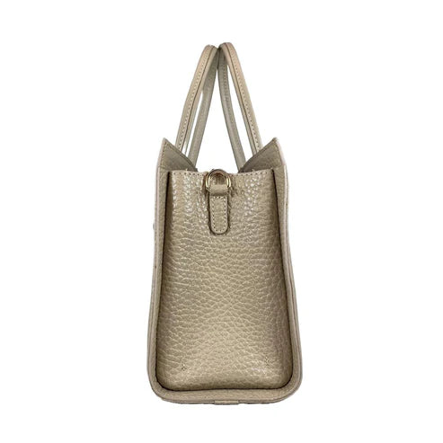 LeatherLuxe cream women’s leather handbag — elegant shoulder and crossbody bag with premium soft finish and gold hardware.