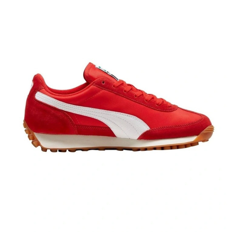 Red sneaker with white sole on a white background
