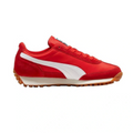 Red sneaker with white sole on a white background