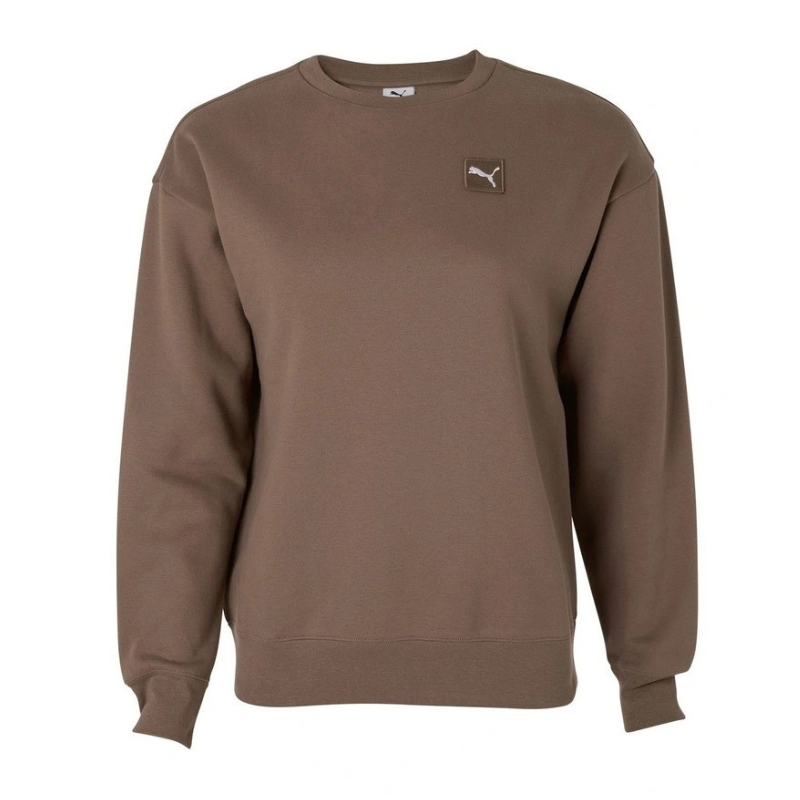 Brown sweatshirt with a logo on a white background
