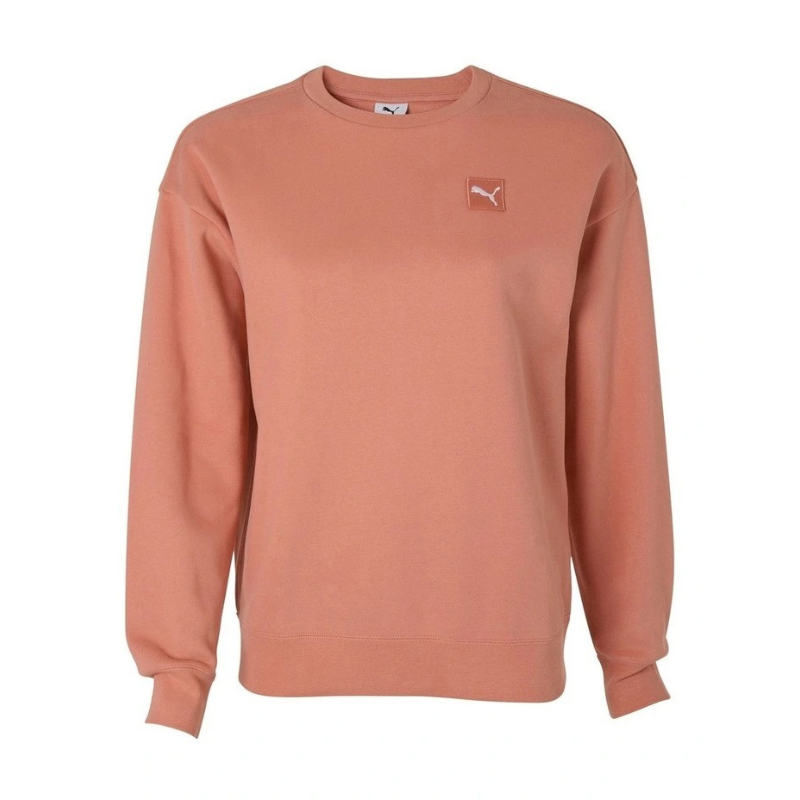 Coral sweatshirt with a logo on a white background