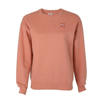 Coral sweatshirt with a logo on a white background