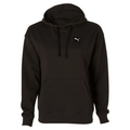 Black hoodie with a small logo on a white background