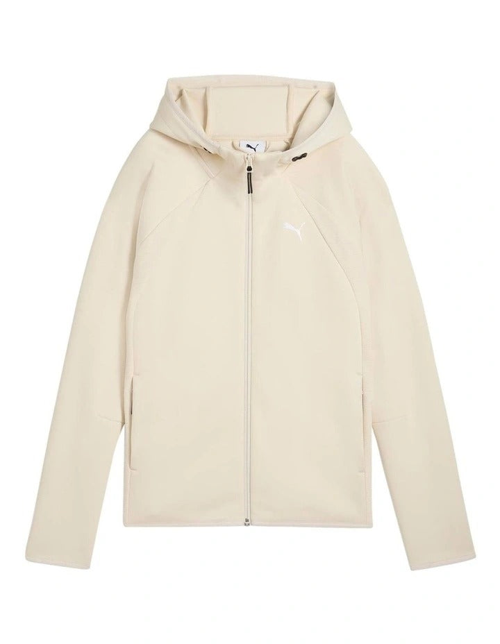 Puma Evostripe Full-Zip Hoodie in slim fit design made with 77% cotton and 23% polyester, featuring moisture-wicking fabric for active wear