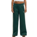 Green wide-leg pants with a white stripe on a white background