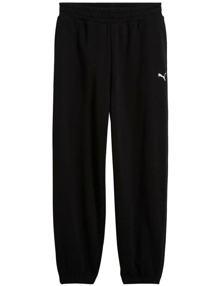 Puma Wardrobe Ess Sweatpants with Cat Logo embroidery, elasticated waistband and cuffs, made from recycled cotton and polyester blend