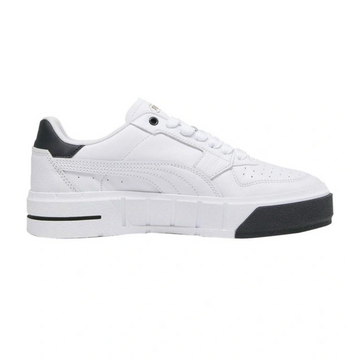 White sneaker with black accents on a white background