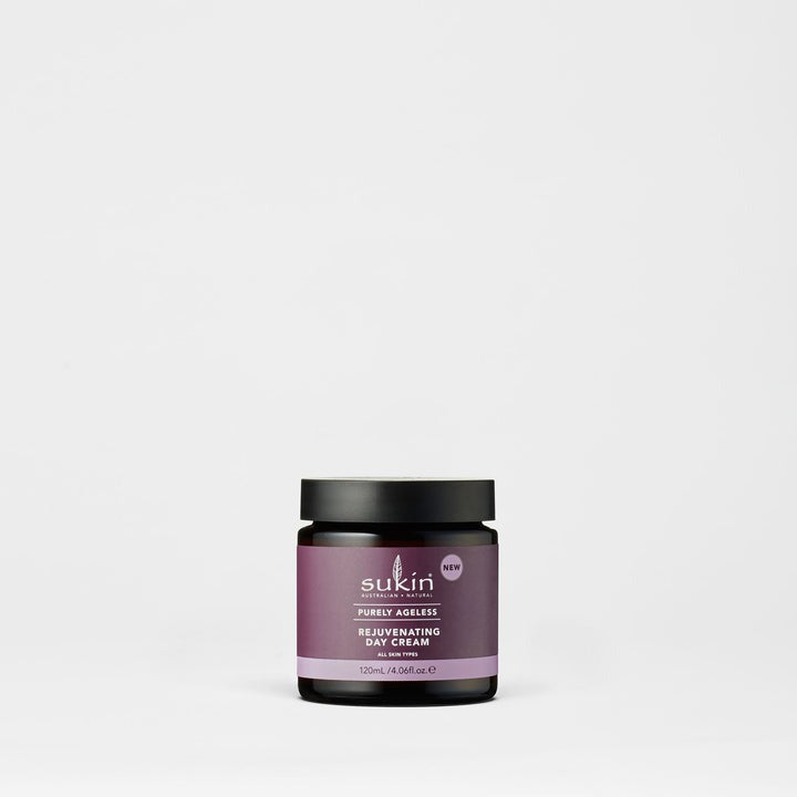 Jar of Sukin Rejuvenating Day Cream on a white background