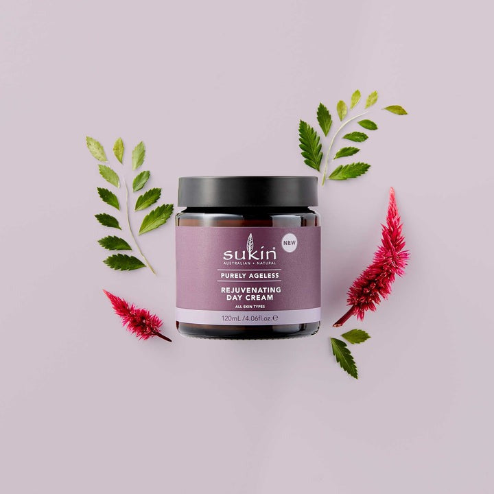Jar of Sukin Rejuvenating Day Cream on a white background
