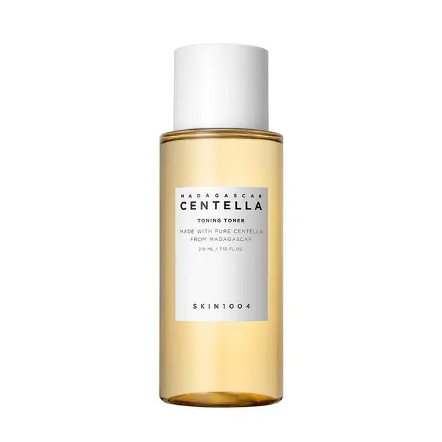 Skincare bottle labeled 'Caraganel Centella Toning Toner' on a white background
