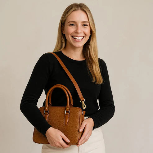 Premium Light Brown Leather Office Bag with Shoulder Strap — Elegant, Durable, and Spacious Business Bag for Professionals
