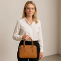 Premium Light Brown Leather Office Bag with Shoulder Strap — Elegant, Durable, and Spacious Business Bag for Professionals