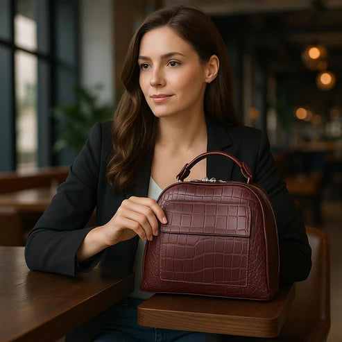 Red Leather Women’s Handbag – Premium Satchel