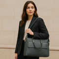 Gray Leather Laptop Bag – Front View