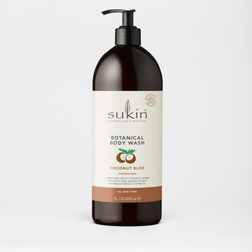 Sukin Botanical Body Wash Coconut Bliss bottle on a light gray background