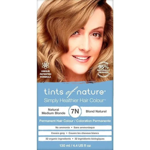 Tints of Nature hair color packaging with a woman's face on a white background