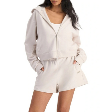Bonds Move Double Zip Hoodie in White Banksia stylish women’s activewear jacket