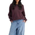 Bonds Sweats Cotton Pullover in Berry Liqueur cozy casual sweatshirt for women