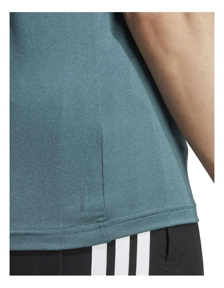 Adidas AeroReady Train Essentials Minimal Branding V-Neck Tee for men – lightweight recycled polyester training t-shirt with moisture-wicking technology and minimalist 3 Bar Logo