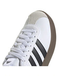 Adidas VL Court 3.0 women’s shoes with coated leather upper and low heel, stylish skater-inspired trainers in white with vulcanised outsole