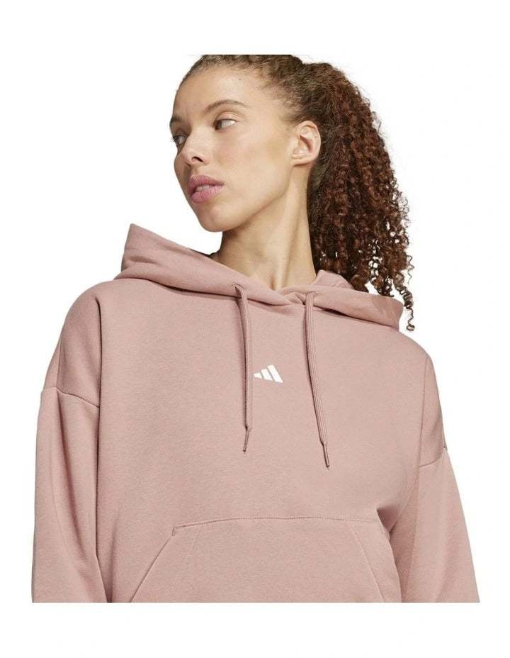 Adidas fleece hoodie with 3-bar chest logo, soft cotton blend, cozy relaxed fit
