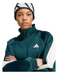 Adidas Stadium Track Top in soft knit with satin piping and 3 Bar Logo, zip pockets, made from recycled polyester and cotton
