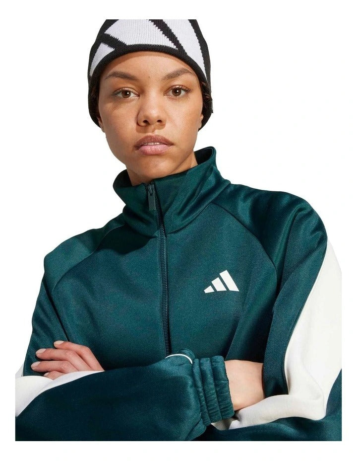 Adidas Stadium Track Top in soft knit with satin piping and 3 Bar Logo, zip pockets, made from recycled polyester and cotton