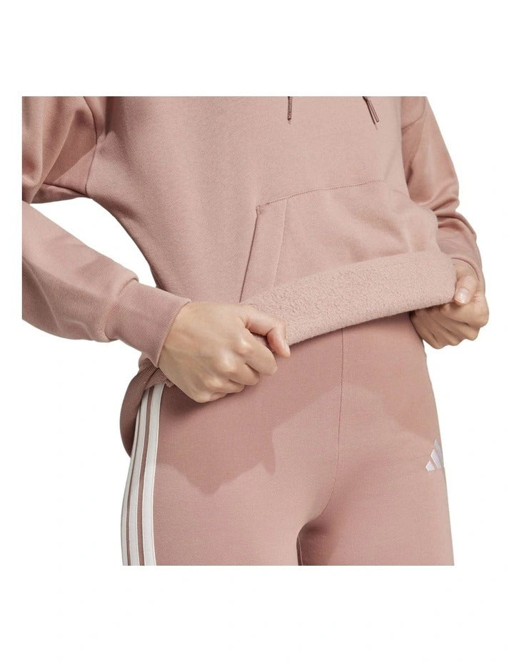 Adidas fleece hoodie with 3-bar chest logo, soft cotton blend, cozy relaxed fit