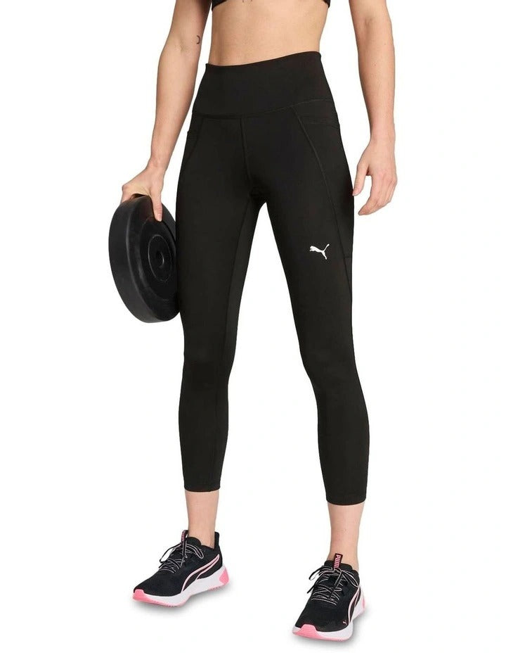 Puma W Train All Day Essential High Waist Tight for women in black, 7/8 length workout leggings with dryCELL technology and flatlock stitching