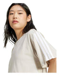 Adidas Essentials 3-Stripes Boyfriend T-shirt in white cotton, relaxed fit casual sporty tee for women