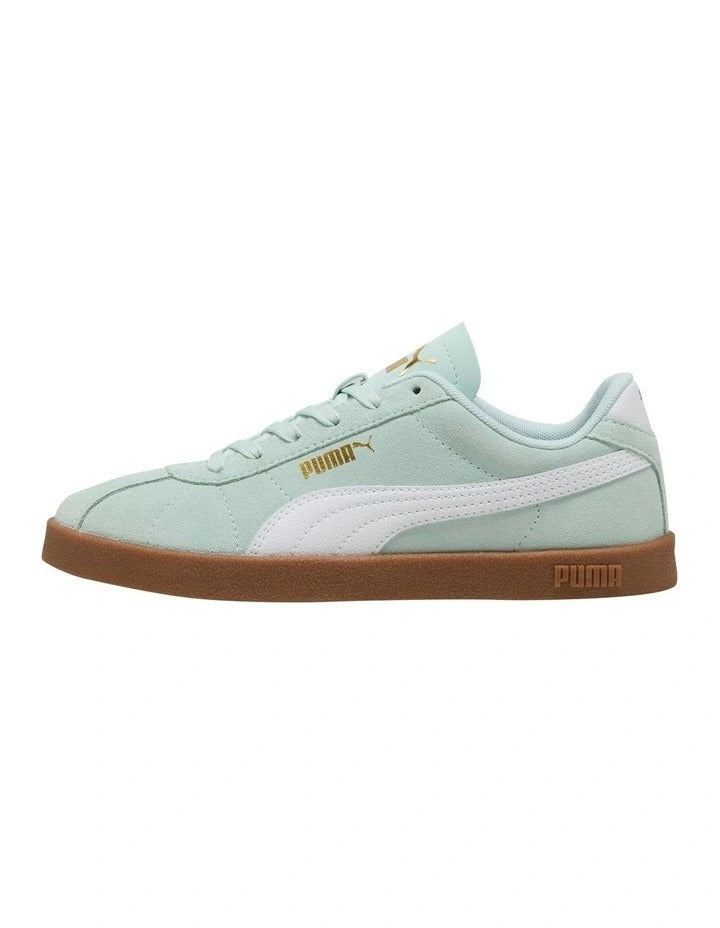 Women’s Puma Club II Sneakers with suede leather upper, flat heel, SoftFoam+ cushioning, and classic Puma design